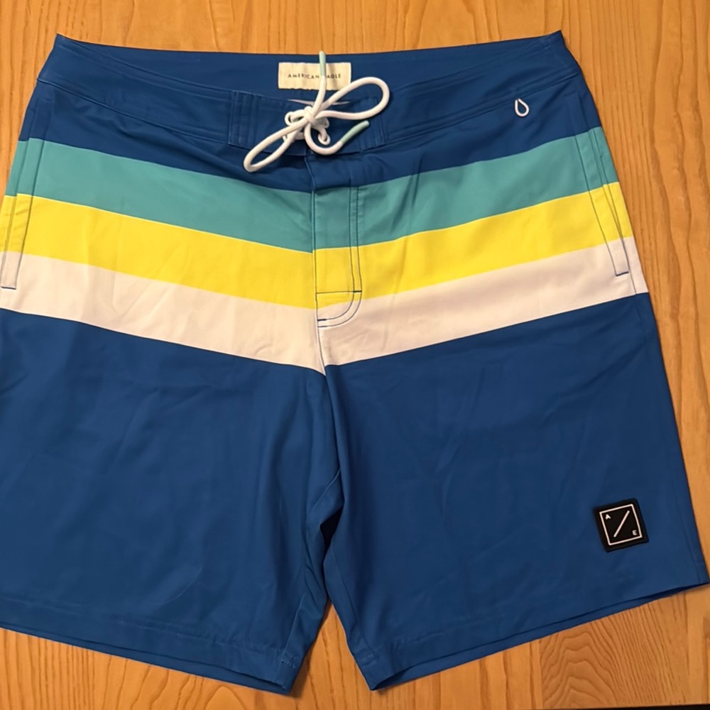 American Eagle Outfitters Yellow and Blue Board Shorts
